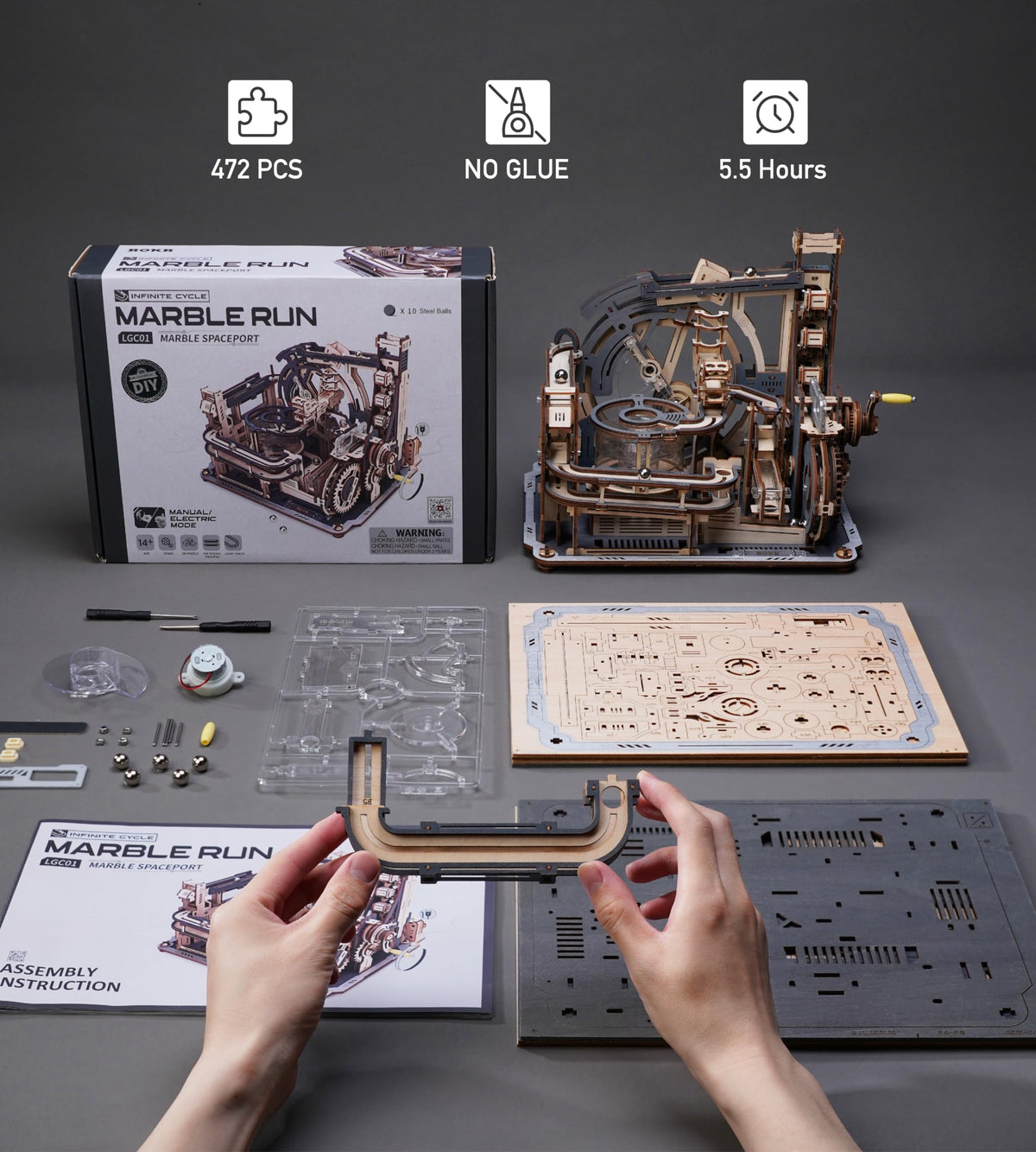 Motorized Wooden 3D Puzzle Marble Run Model V94107