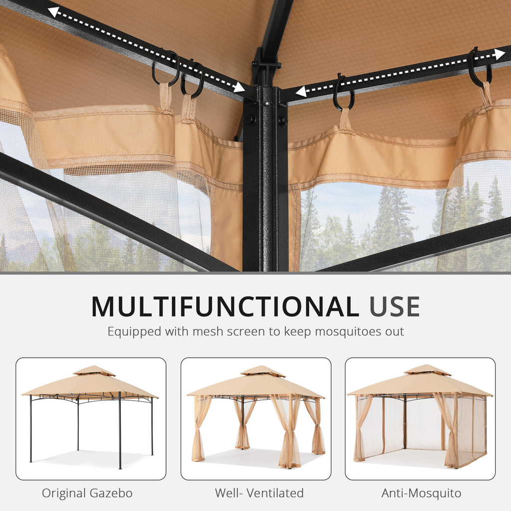 Beige 10x10 ft Gazebo Screen Walls P953