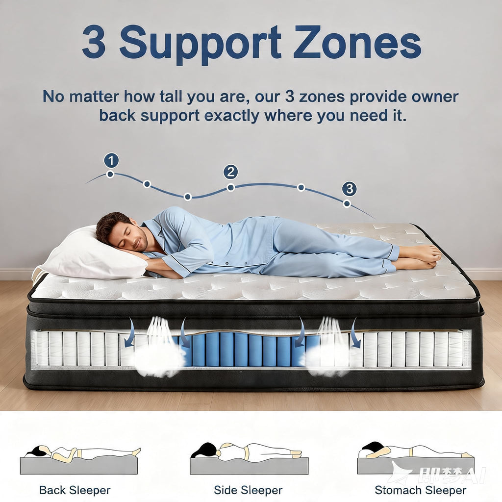 Full Size 10 Inch Hybrid Mattress with Gel Memory Foam & Pocket Springs X996