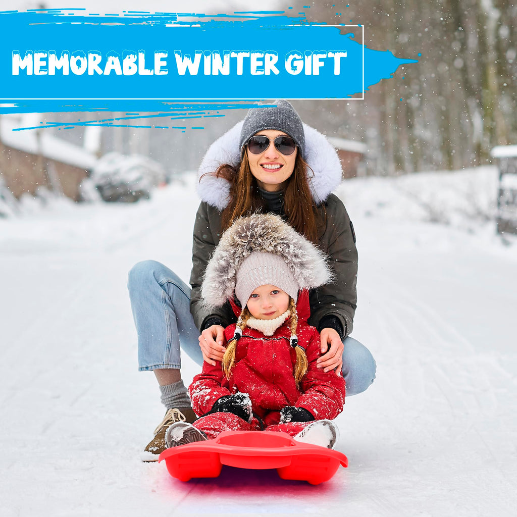Red Flexible Plastic Toboggan Snow Sled with Brake Z2696