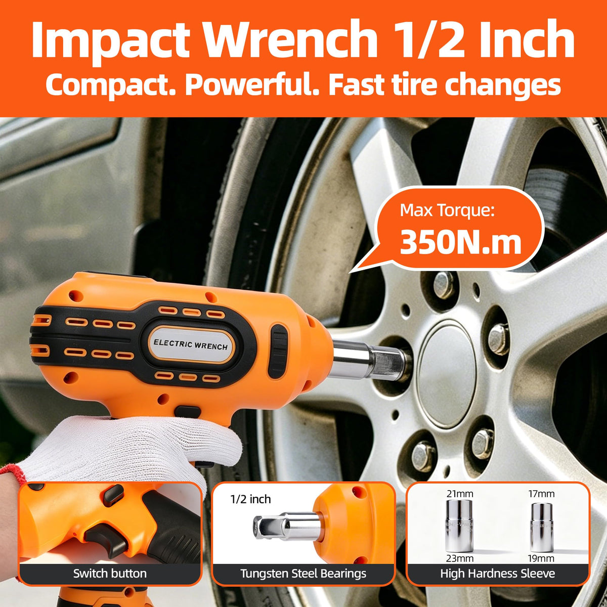 5 Ton 12V Electric Car Jack Kit with Impact Wrench and Tire Inflator Pump O599763
