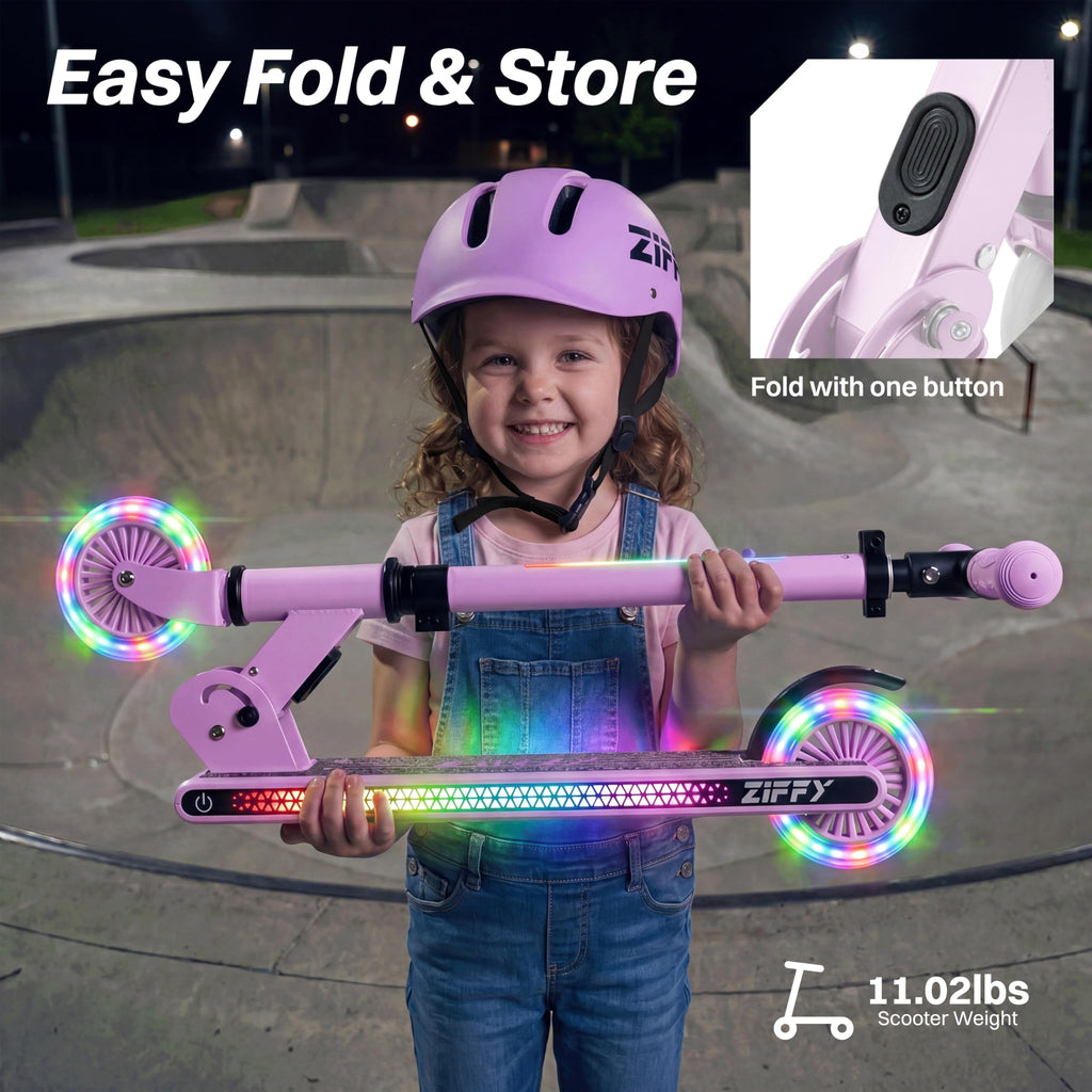 Light Up 2 Wheel Foldable Kids Kick Scooter with Adjustable Height L10932