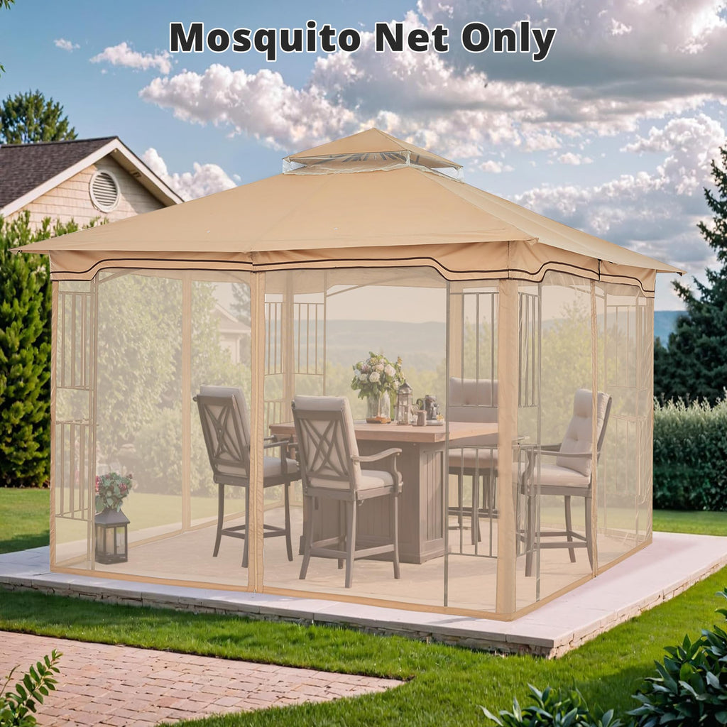 Beige 10x10 ft Gazebo Screen Walls P953