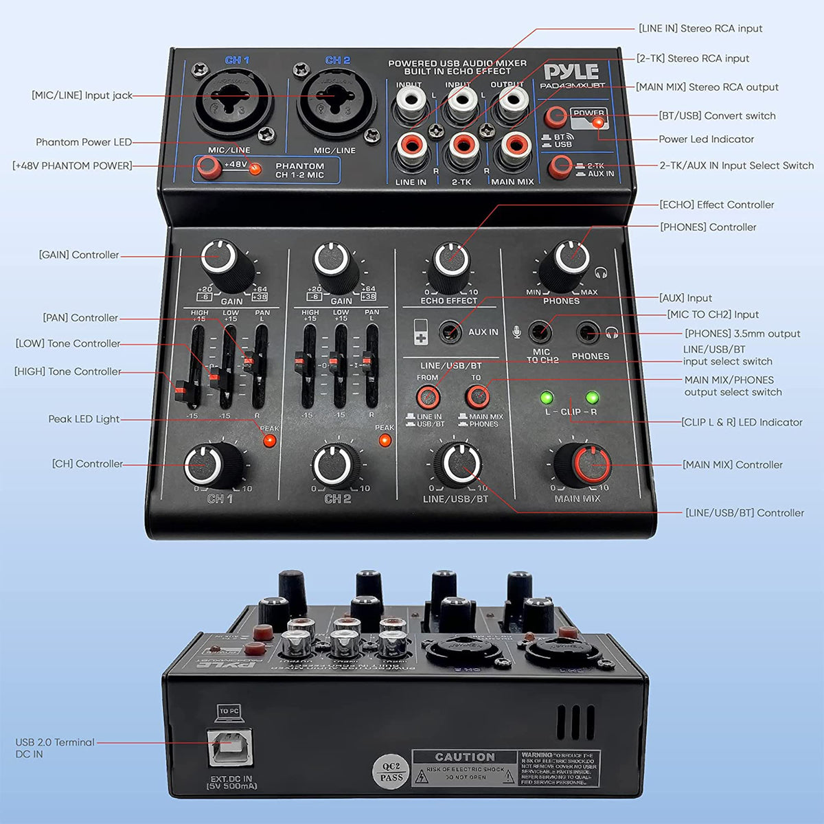 4 Channel Bluetooth Audio Mixer V292710