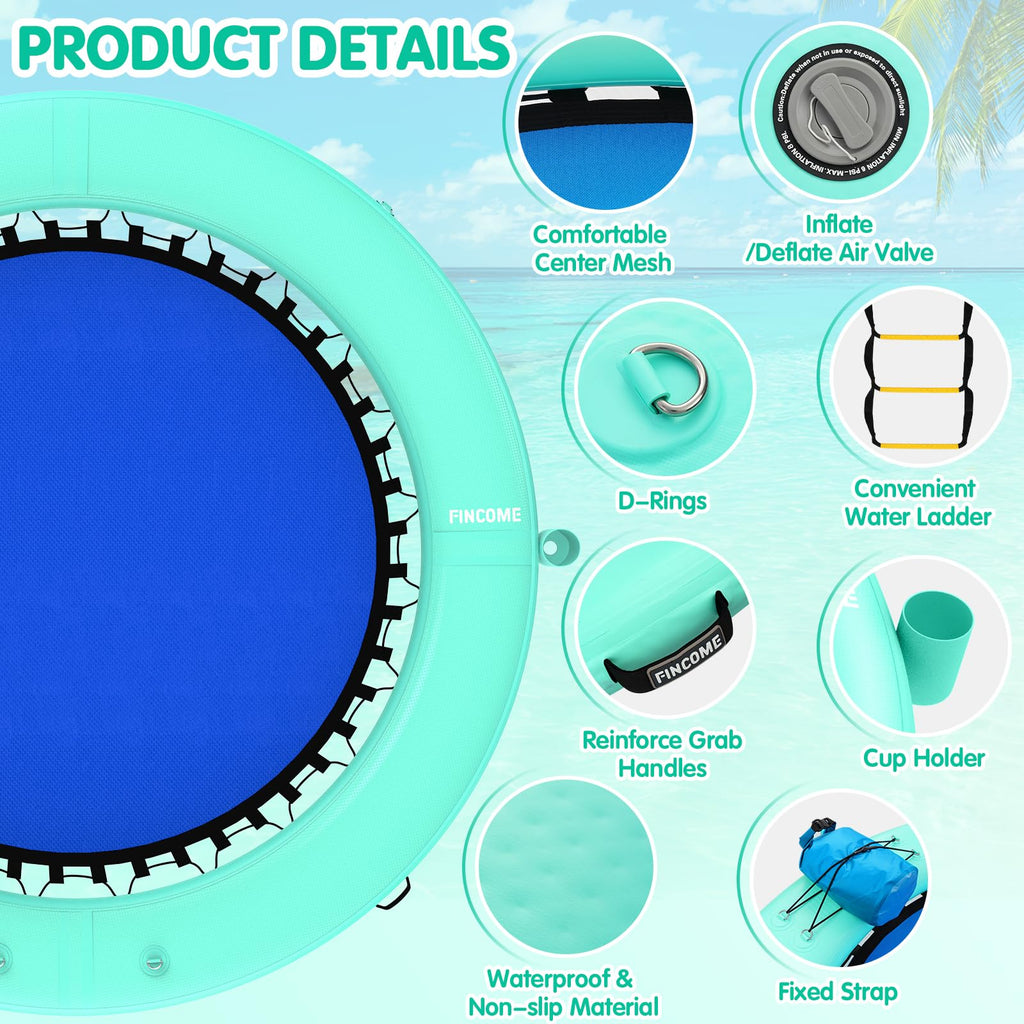 Inflatable Water Hammock Floating Dock with Water Ladder and Cup Holder S661368