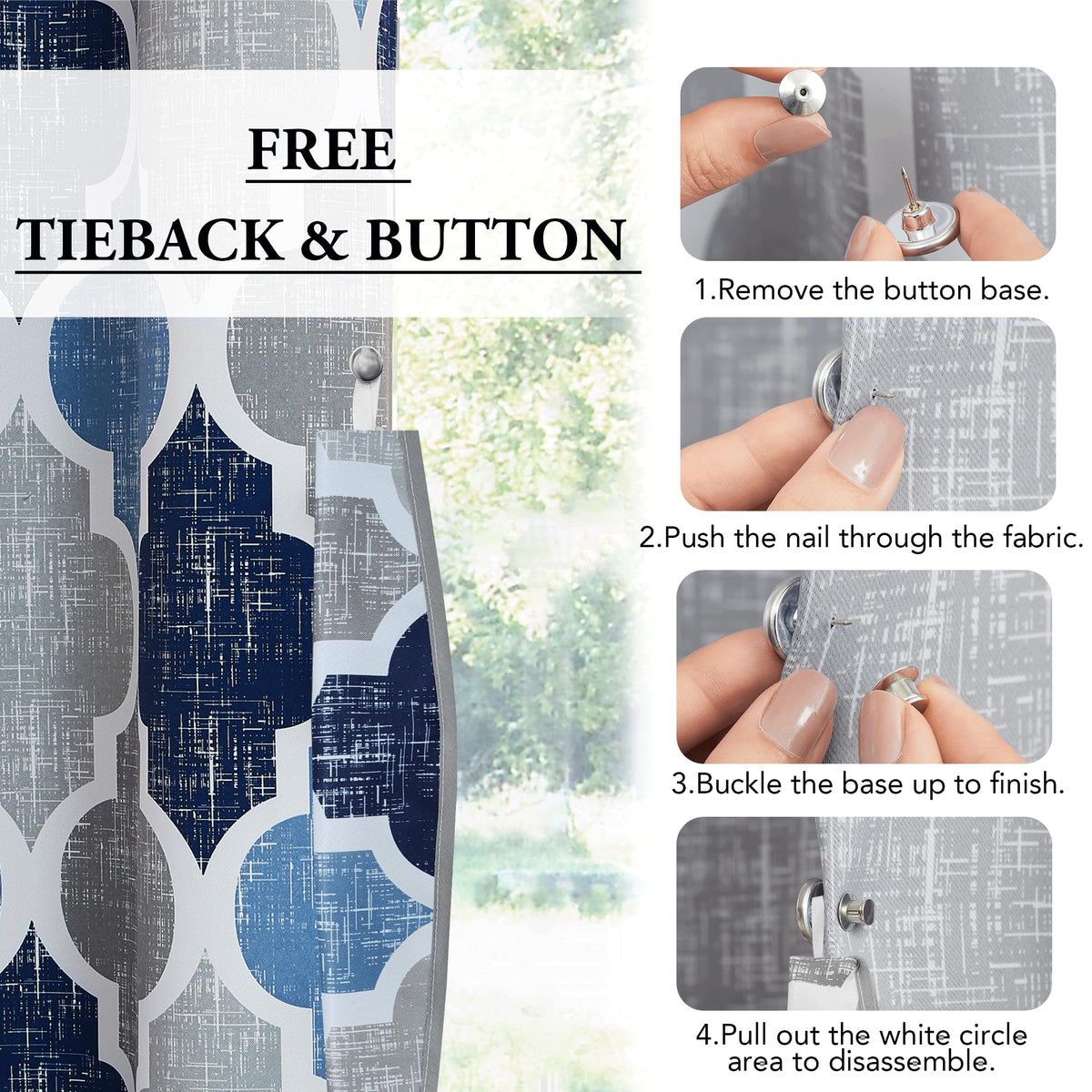 Blue Grey 100x84 Blackout Curtains X39922