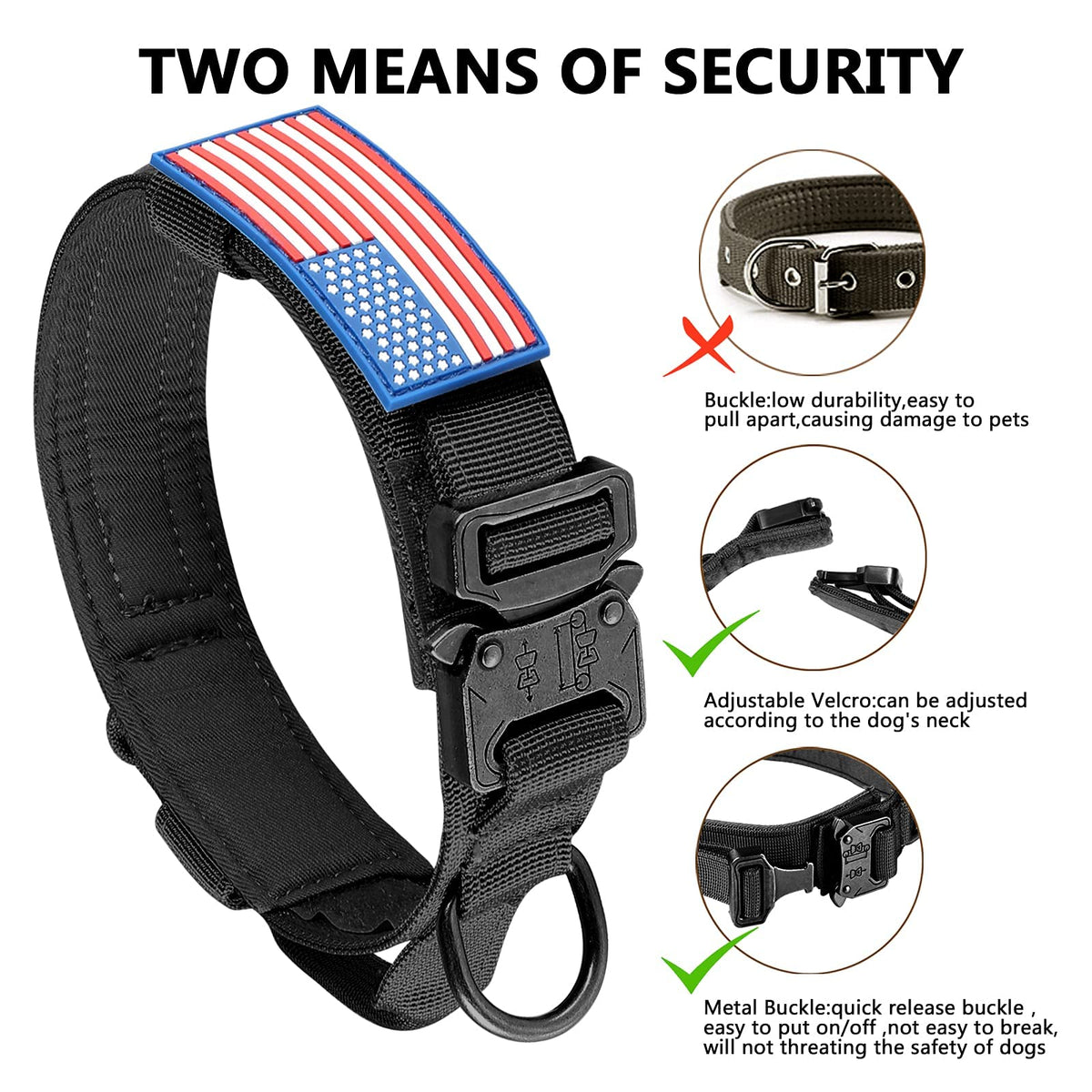 Adjustable Nylon Tactical Dog Collar with Control Handle M2178