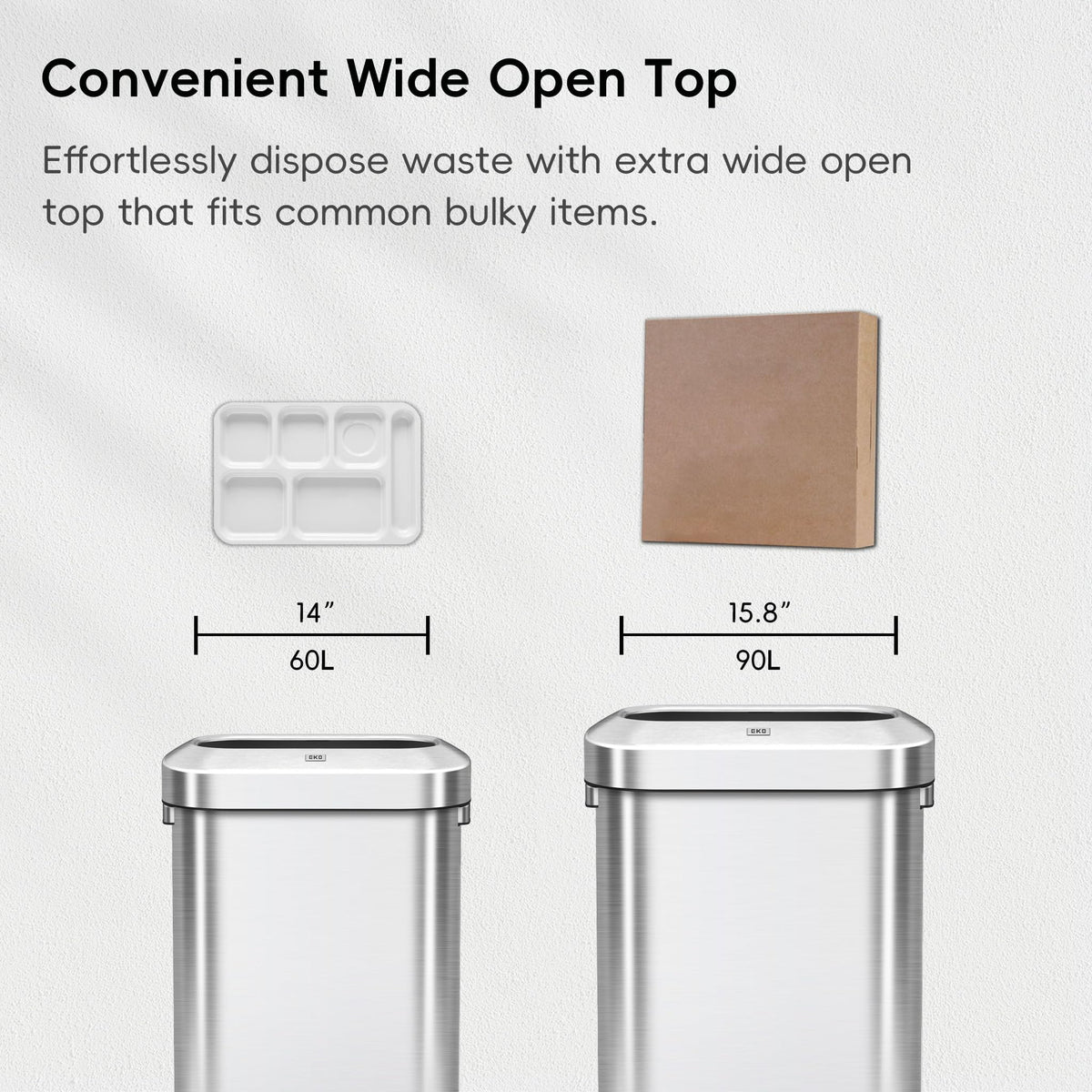 24 Gallon 90 Liter Open Top Stainless Steel Slim Trash Can F46173