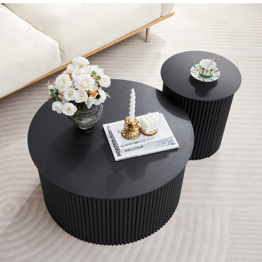 Fluted Round Nesting Coffee Table Set of 2 V74607