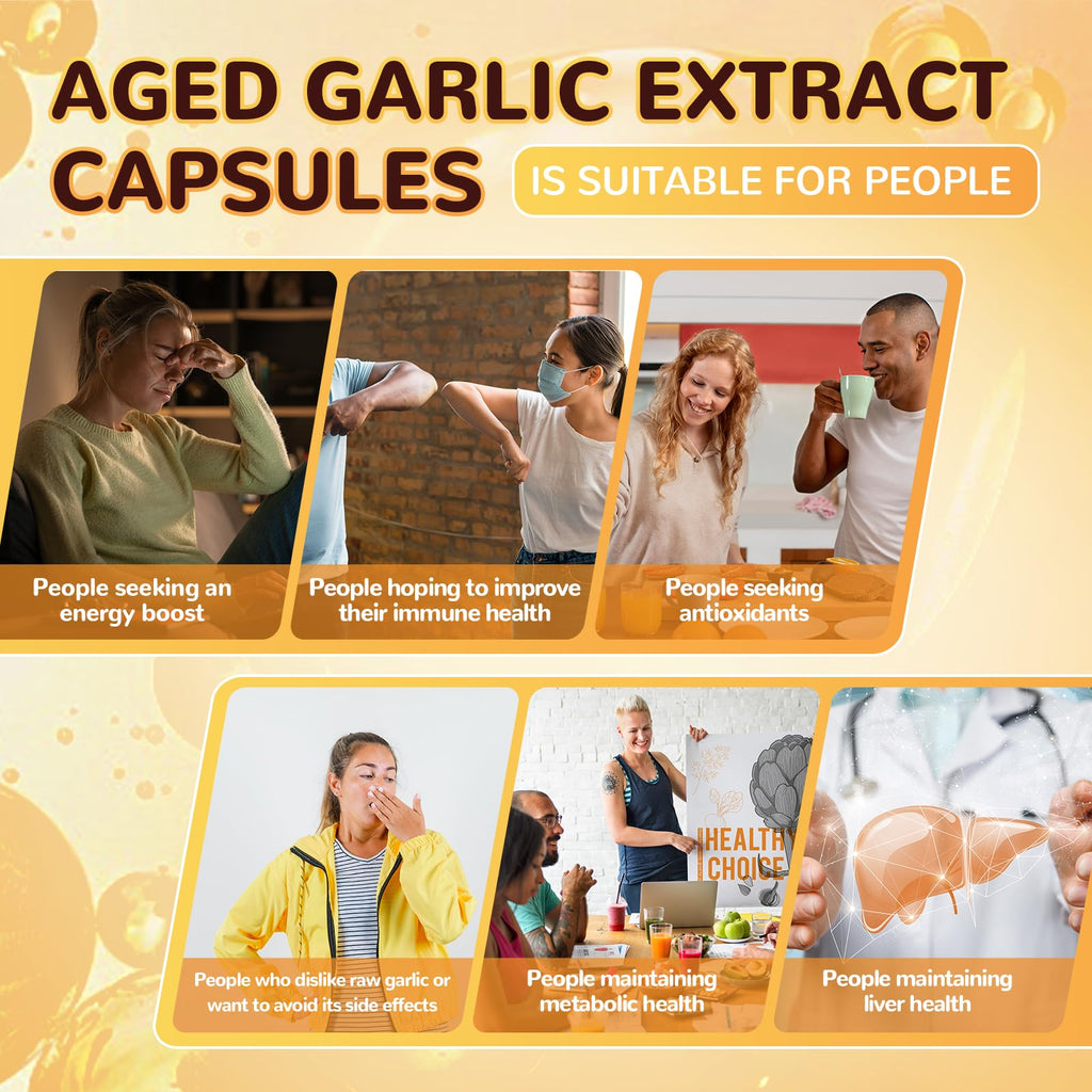 Odorless Aged Garlic Extract Capsules with Magnesium, Zinc, Vitamin B, 300 Softgels J427