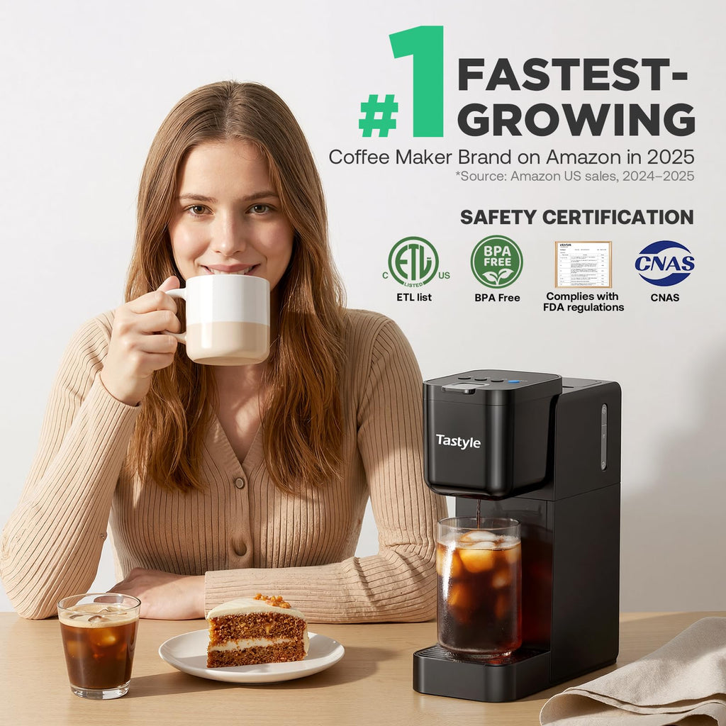 Single Serve Coffee Maker Hot and Iced Black L653968