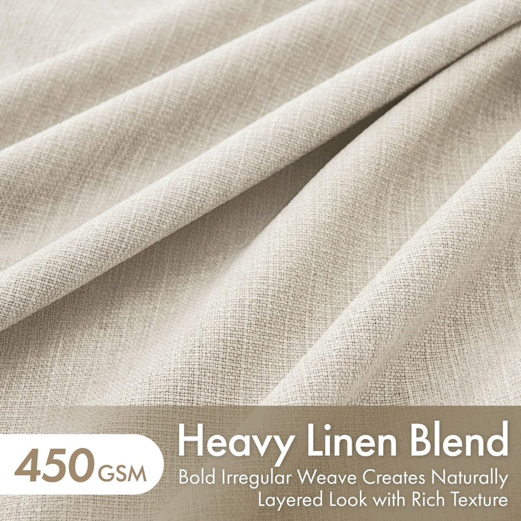 90 Inch Pinch Pleated Blackout Linen Curtains, 2 Panels X650