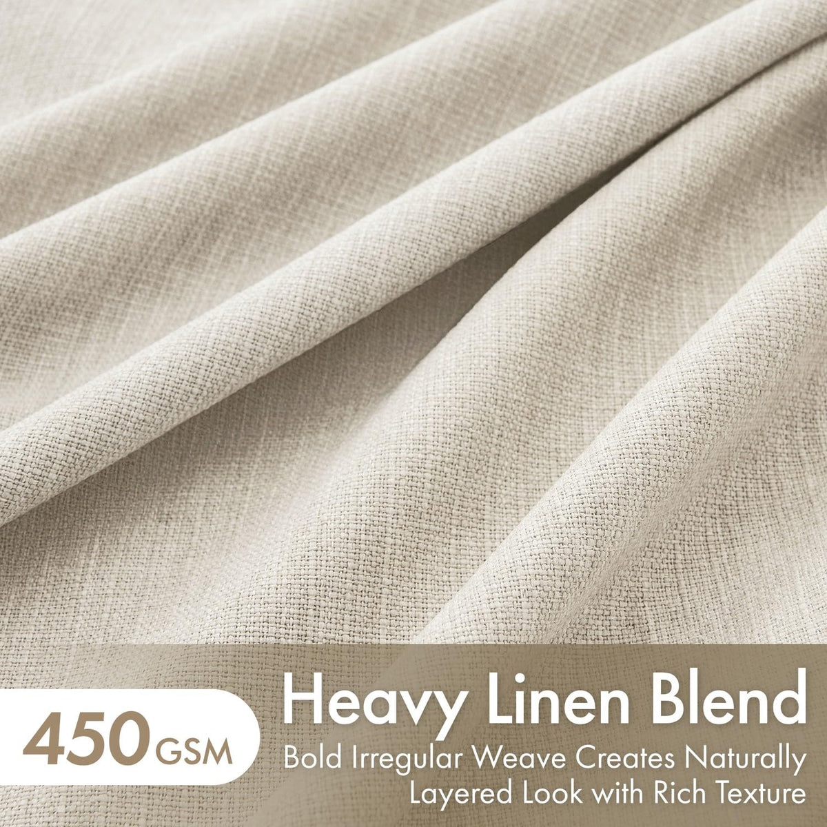 90 Inch Pinch Pleated Blackout Linen Curtains, 2 Panels X650