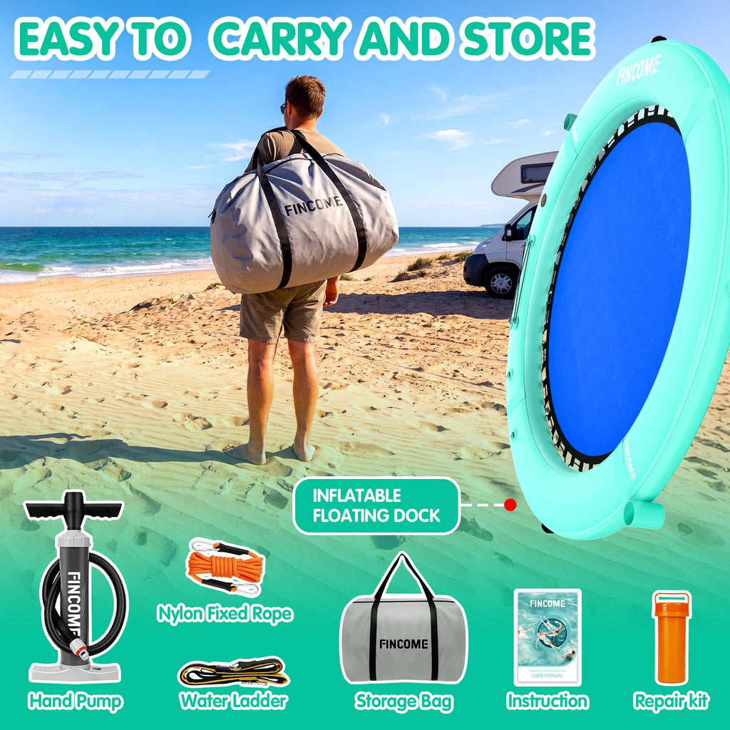 Inflatable Water Hammock Floating Dock with Water Ladder and Cup Holder S661368