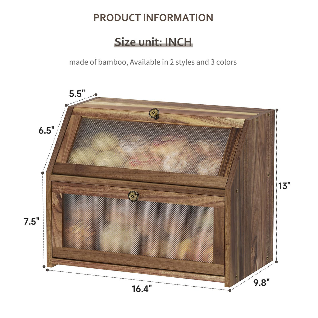 Large Brown Wooden Bread Box N35835