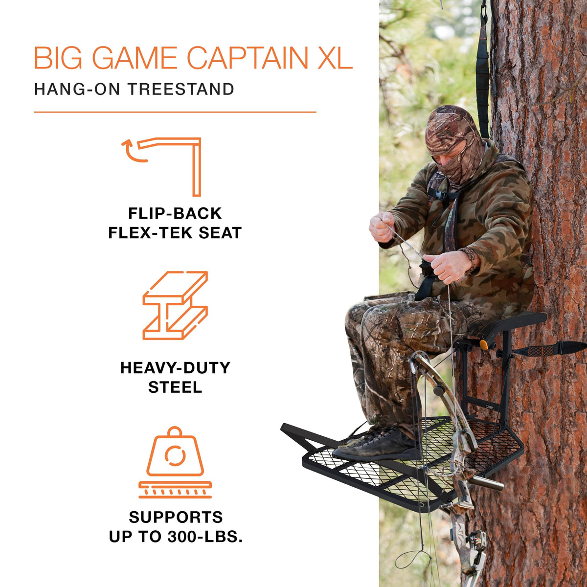 Steel Hang-On Treestand with Flip-Back Seat and Climbing Sticks G900118