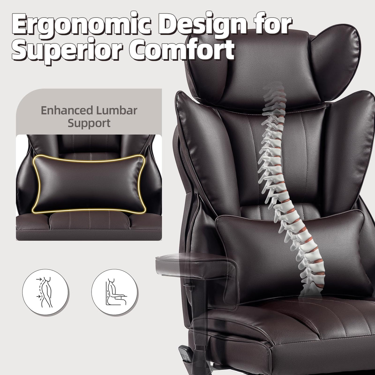 Heated Home Office Chair with Foot Rest L325