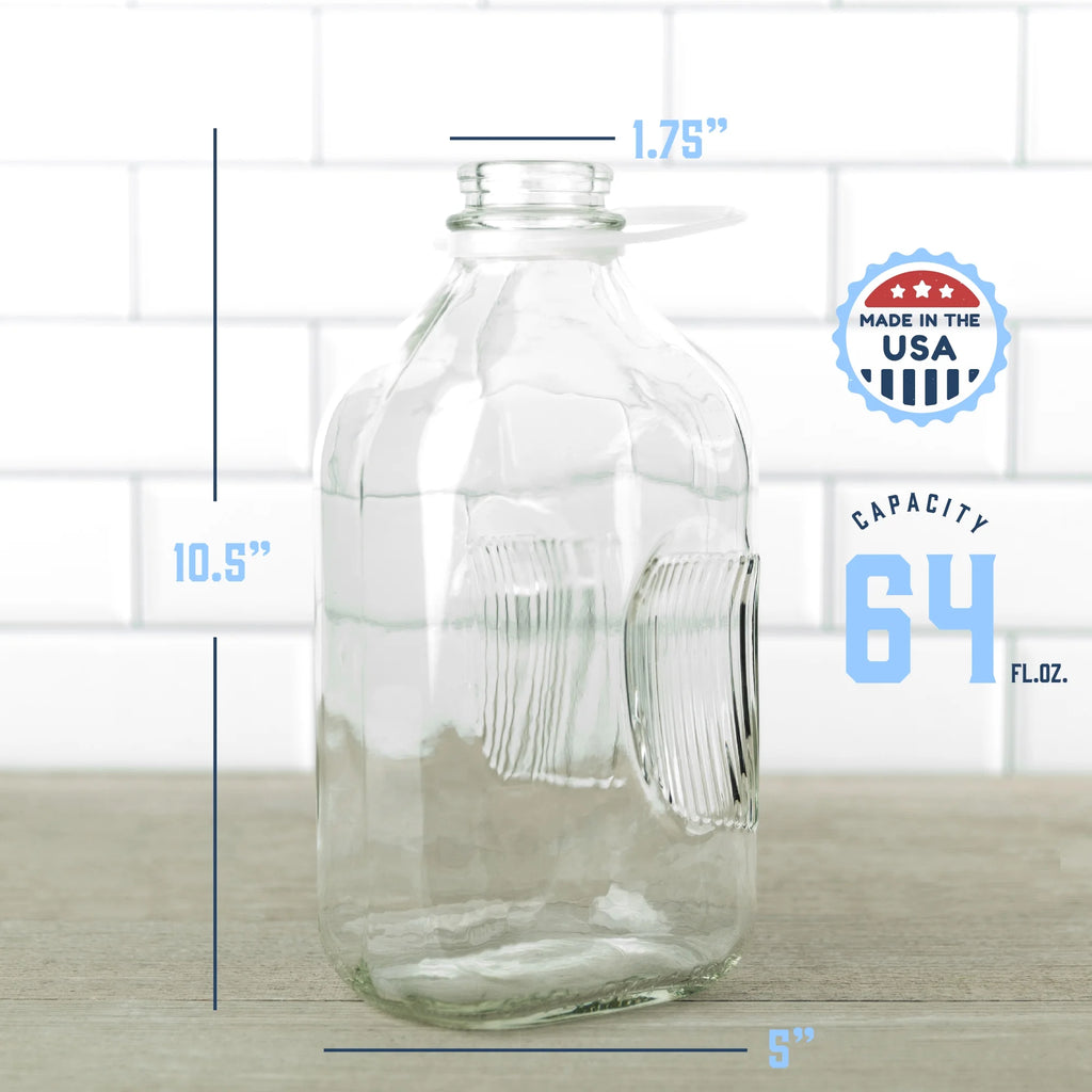 64 Oz Glass Milk Bottle with Lids, Pack of 2 S743842