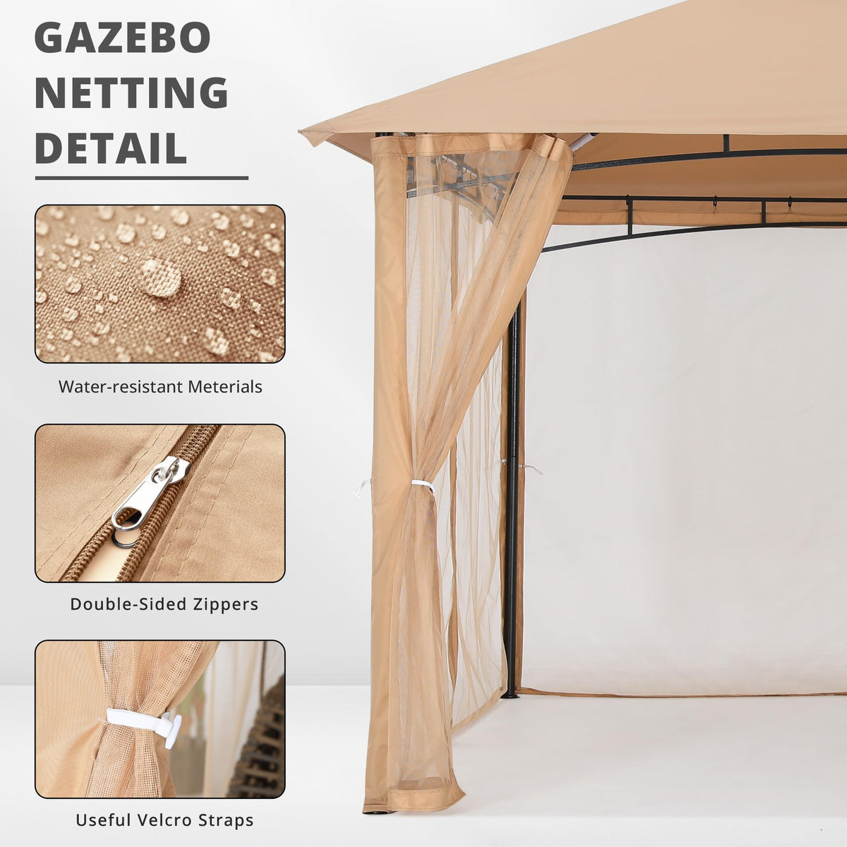 Beige 10x10 ft Gazebo Screen Walls P953