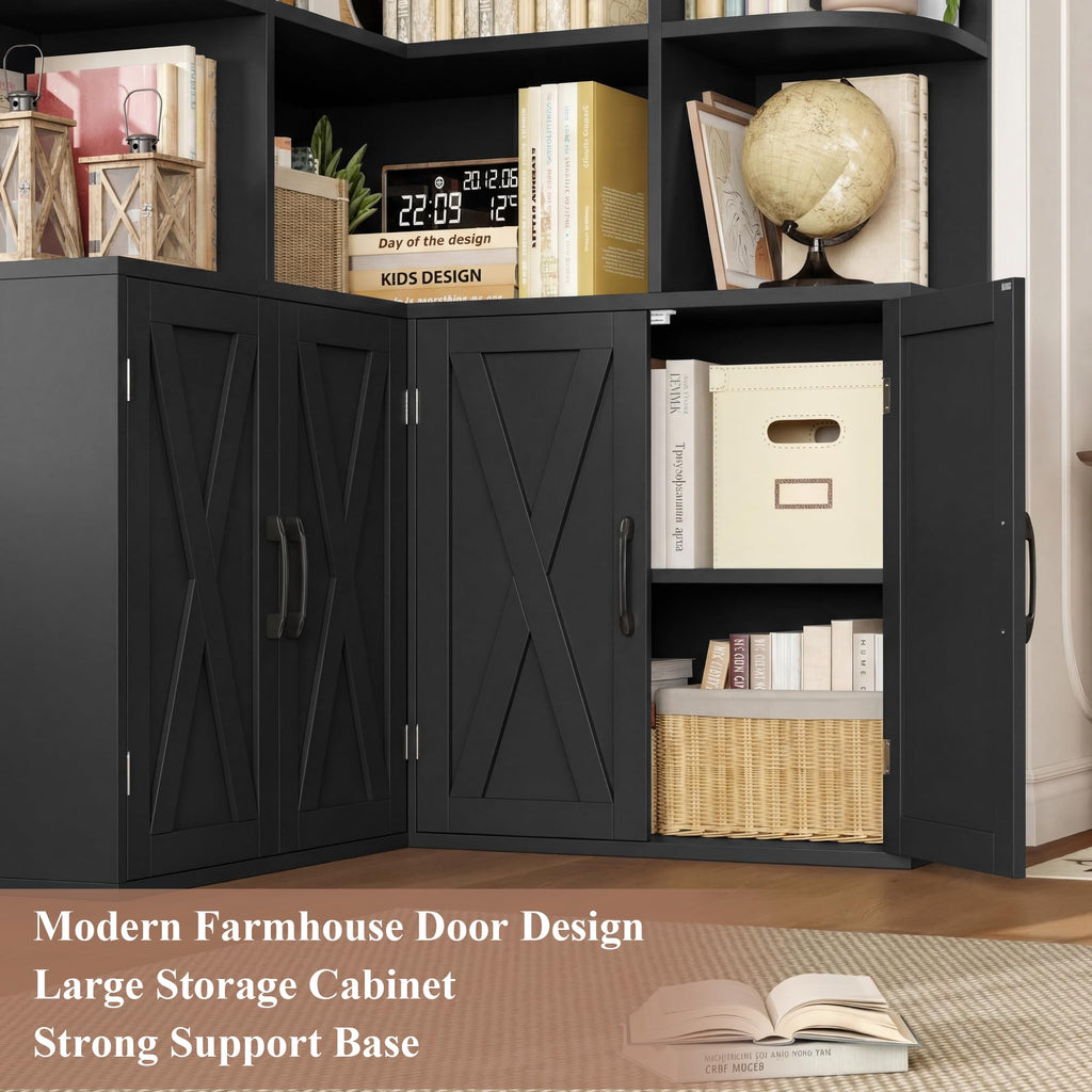 Black Bookshelf with Doors C60328