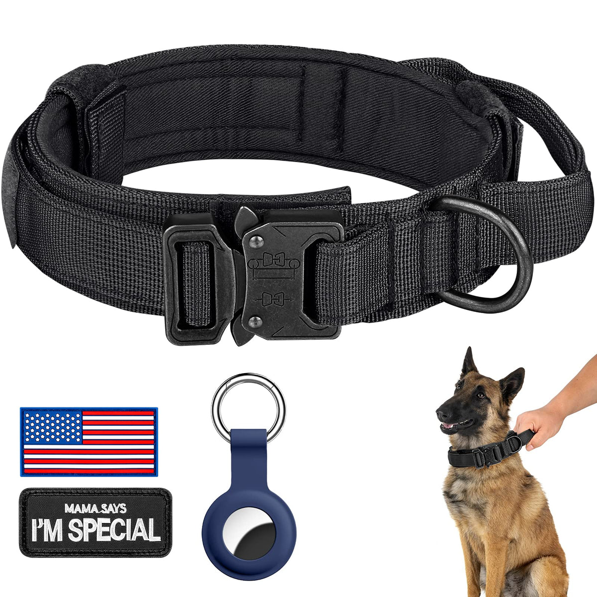 Adjustable Nylon Tactical Dog Collar with Control Handle M2178