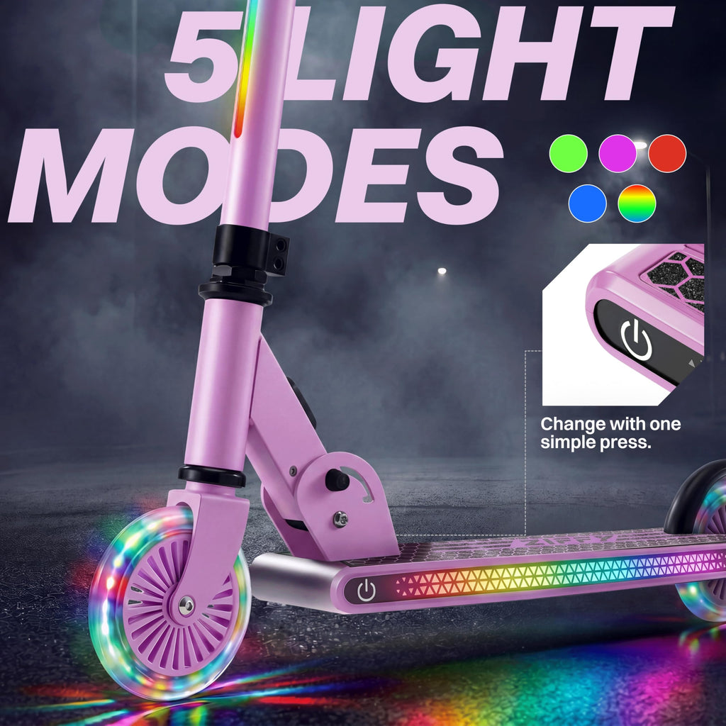 Light Up 2 Wheel Foldable Kids Kick Scooter with Adjustable Height L10932