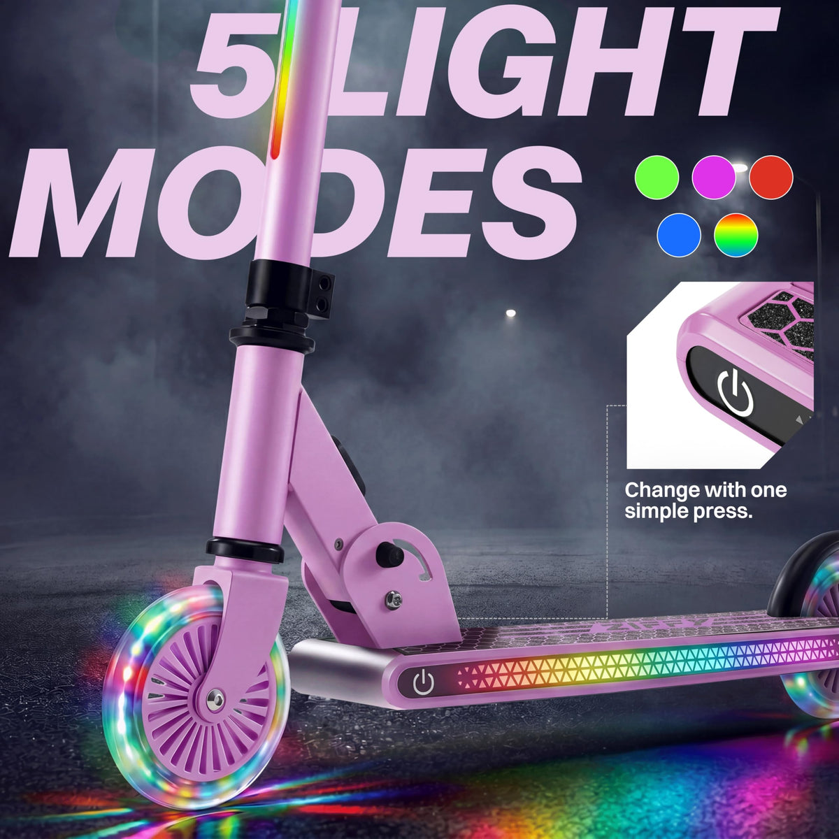 Light Up 2 Wheel Foldable Kids Kick Scooter with Adjustable Height L10932