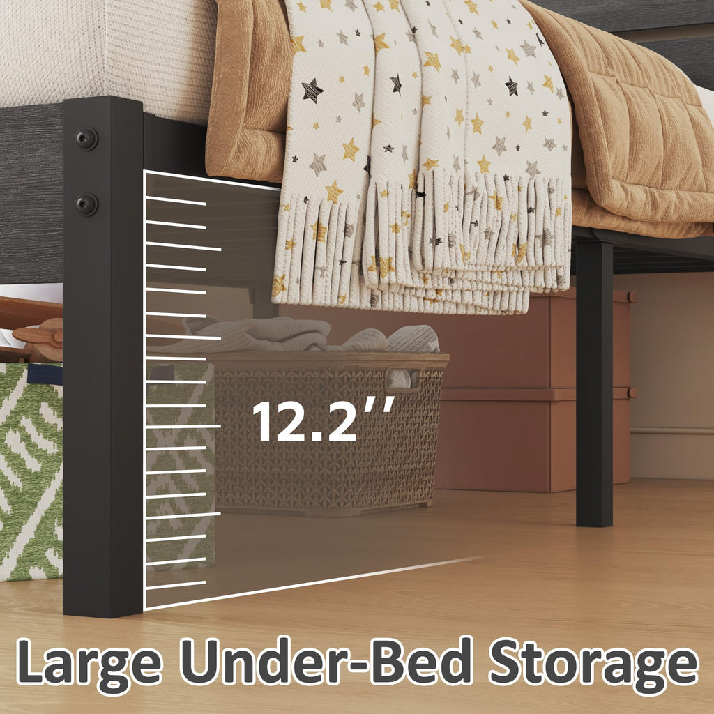 Twin Metal Bed Frame with Headboard and Under Bed Storage M5747