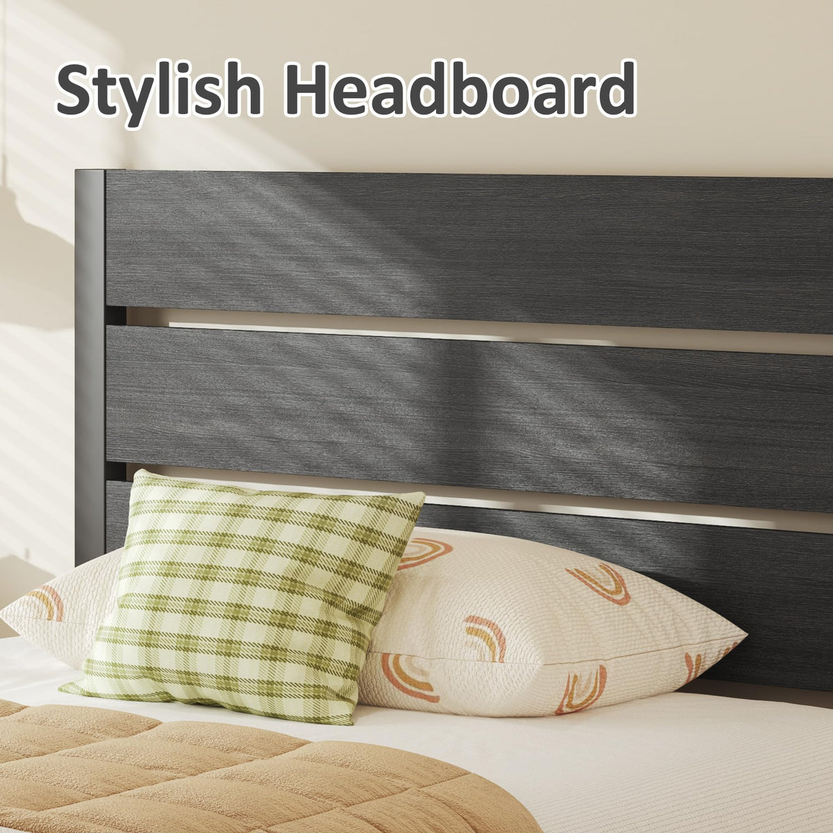 Twin Metal Bed Frame with Headboard and Under Bed Storage M5747