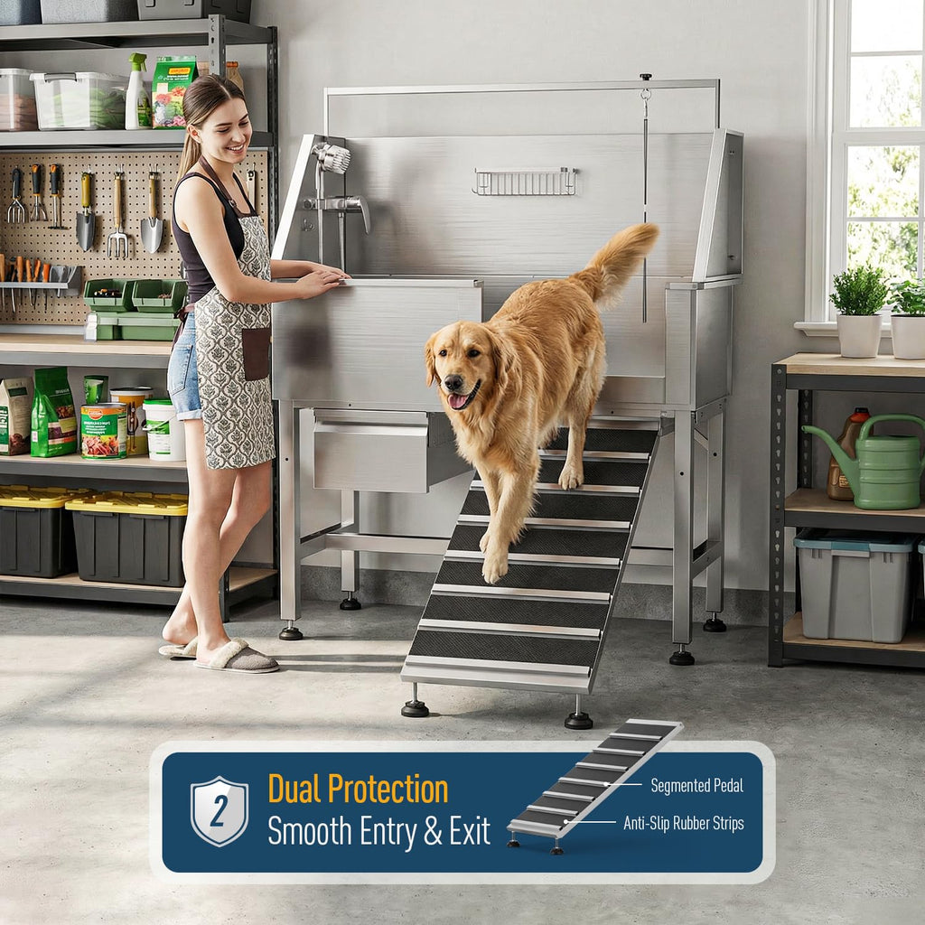 46" Stainless Steel Dog Washing Station with Storage Drawer W183132