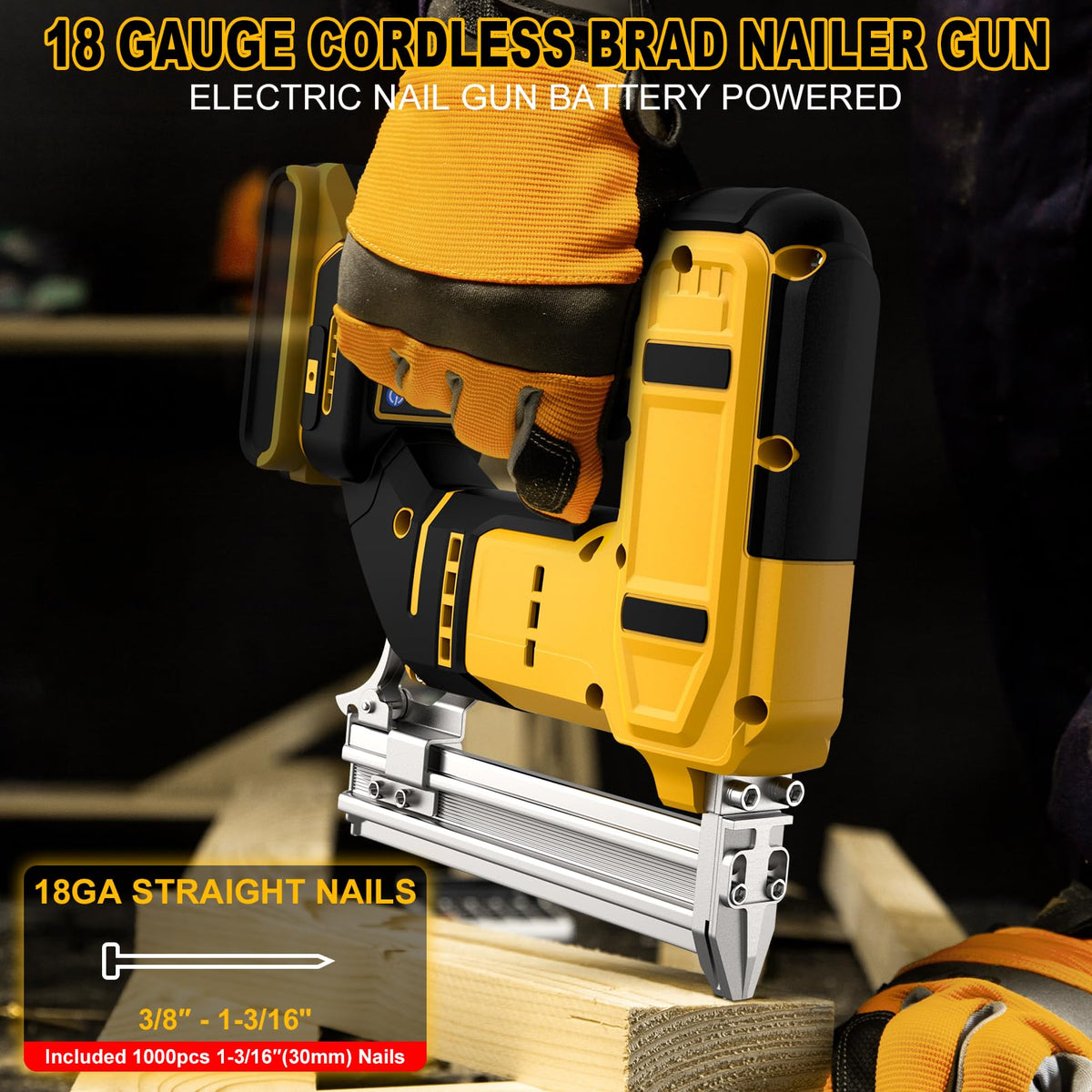 18 Gauge Cordless Brad Nailer with 1000 Nails Y99681