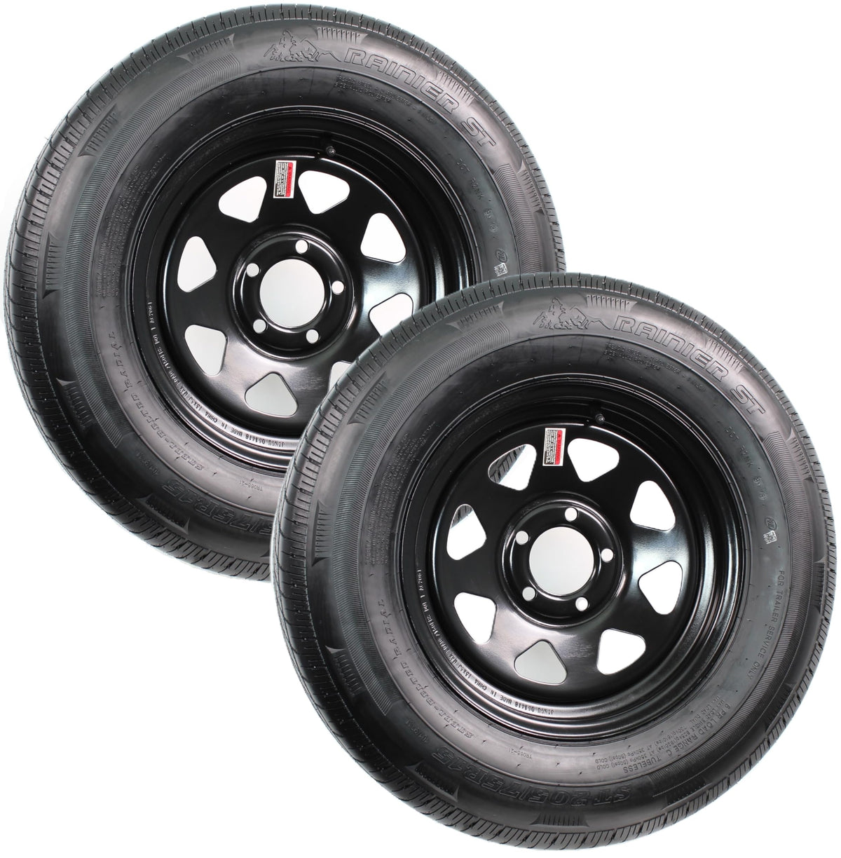 2-Pack Radial Trailer Tire Rim Assembly ST205/75R15 Load D 5 Lug O666997
