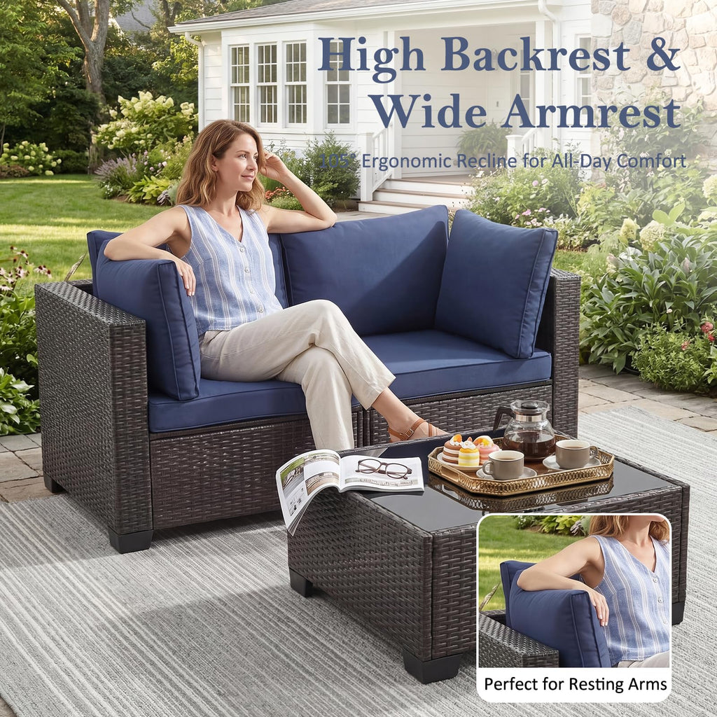 3 Piece Outdoor Wicker Patio Furniture Set R837835