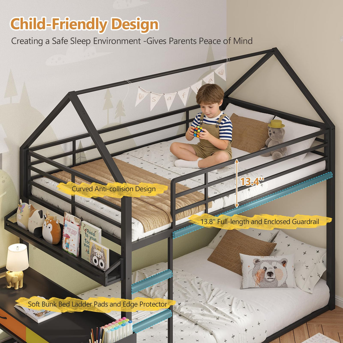 Twin Over Twin Bunk Bed with Desk and Drawers Z929371