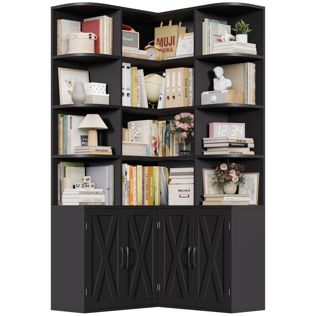 Black Bookshelf with Doors C60328