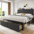 Queen Bed Frame with Upholstered Headboard and 2 Storage Drawers R491192