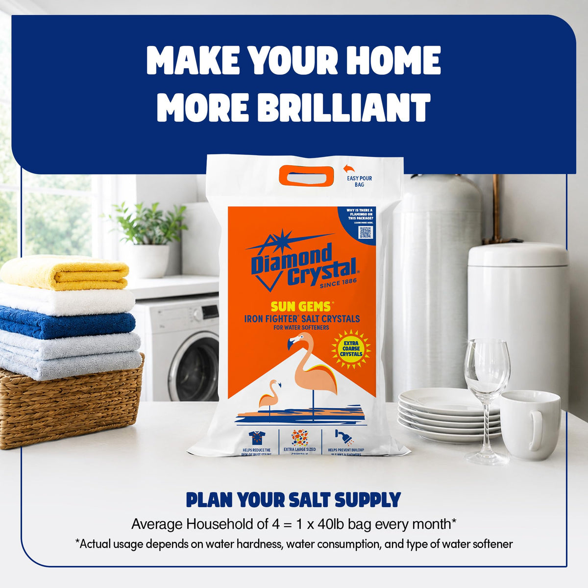 Water Softener Salt Crystals, 40 lbs M831
