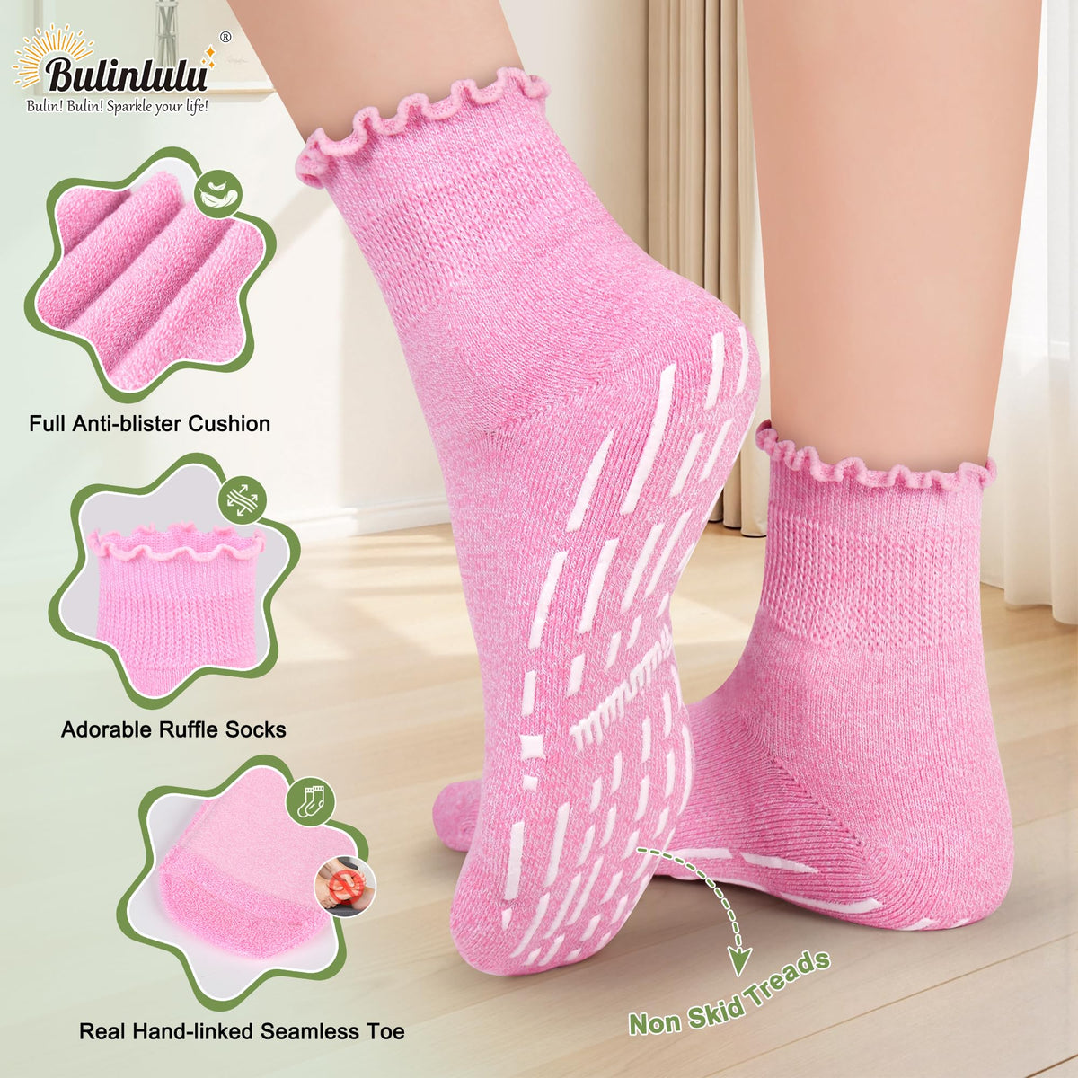 Non Slip Diabetic Socks for Women 6 Pairs Size 9-11 B782404