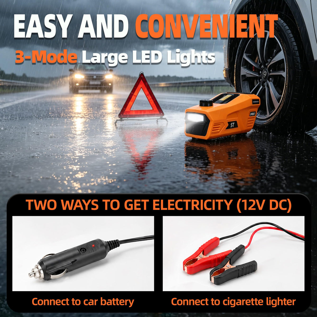 5 Ton 12V Electric Car Jack Kit with Impact Wrench and Tire Inflator Pump O599763