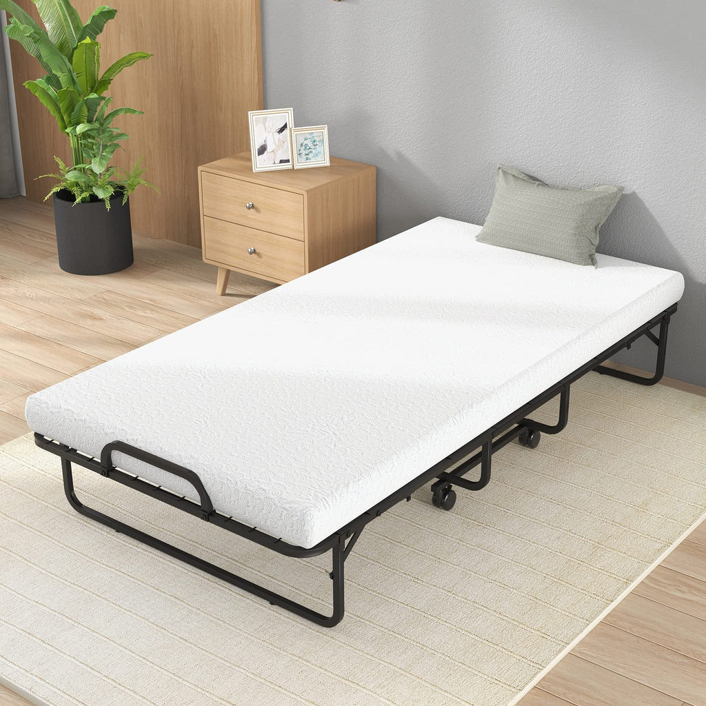 Folding Twin Size Portable Bed with 4” Memory Foam Mattress R27998