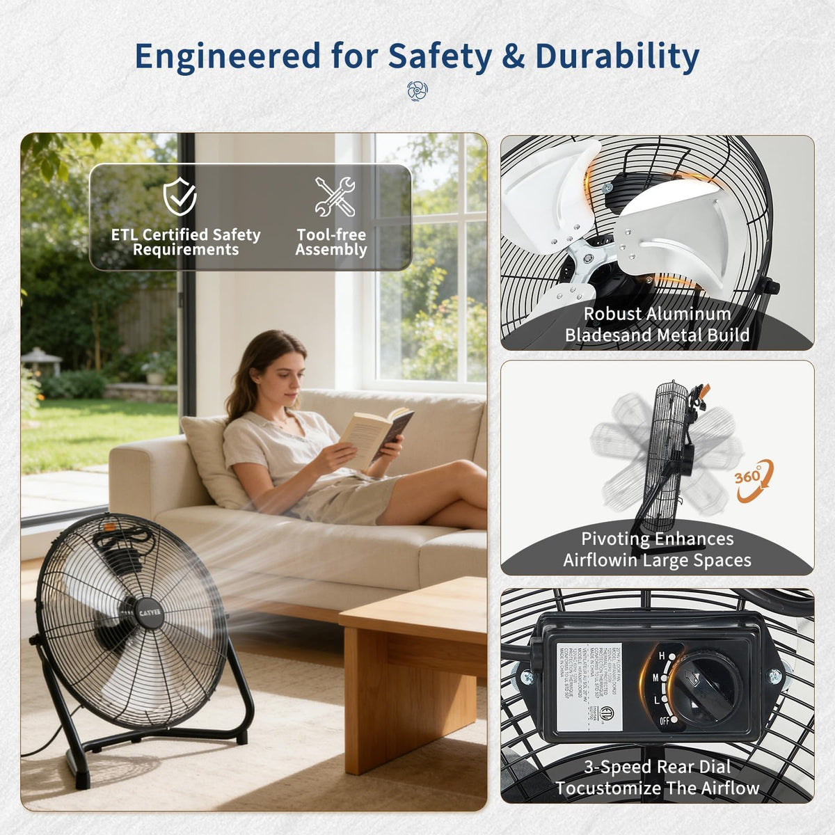 20 Inch 3 Speed High Velocity Industrial Floor Fan J80959