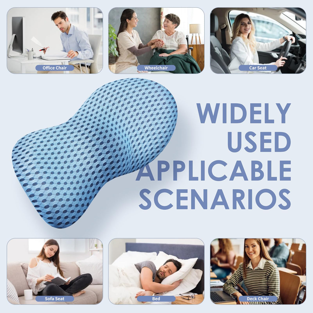 Blue Ergonomic Lumbar Support Pillow S8727