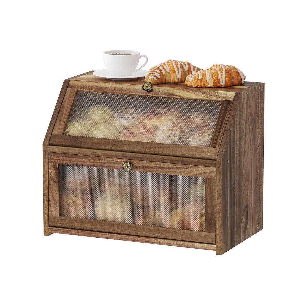 Large Brown Wooden Bread Box N35835
