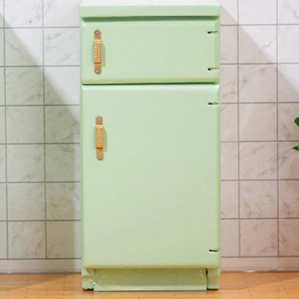 Light Green 1:12 Scale Birch Wood Dollhouse Fridge Furniture Set C820761