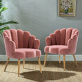 Pink Scalloped Velvet Arm Chair Set of 2 H80372