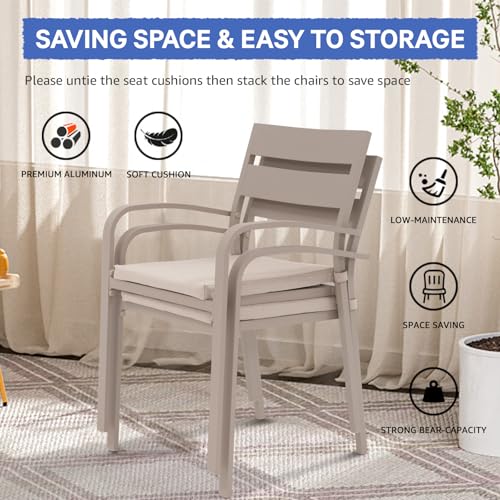 Aluminum 4-Piece Patio Dining Chairs with Cushions P6011