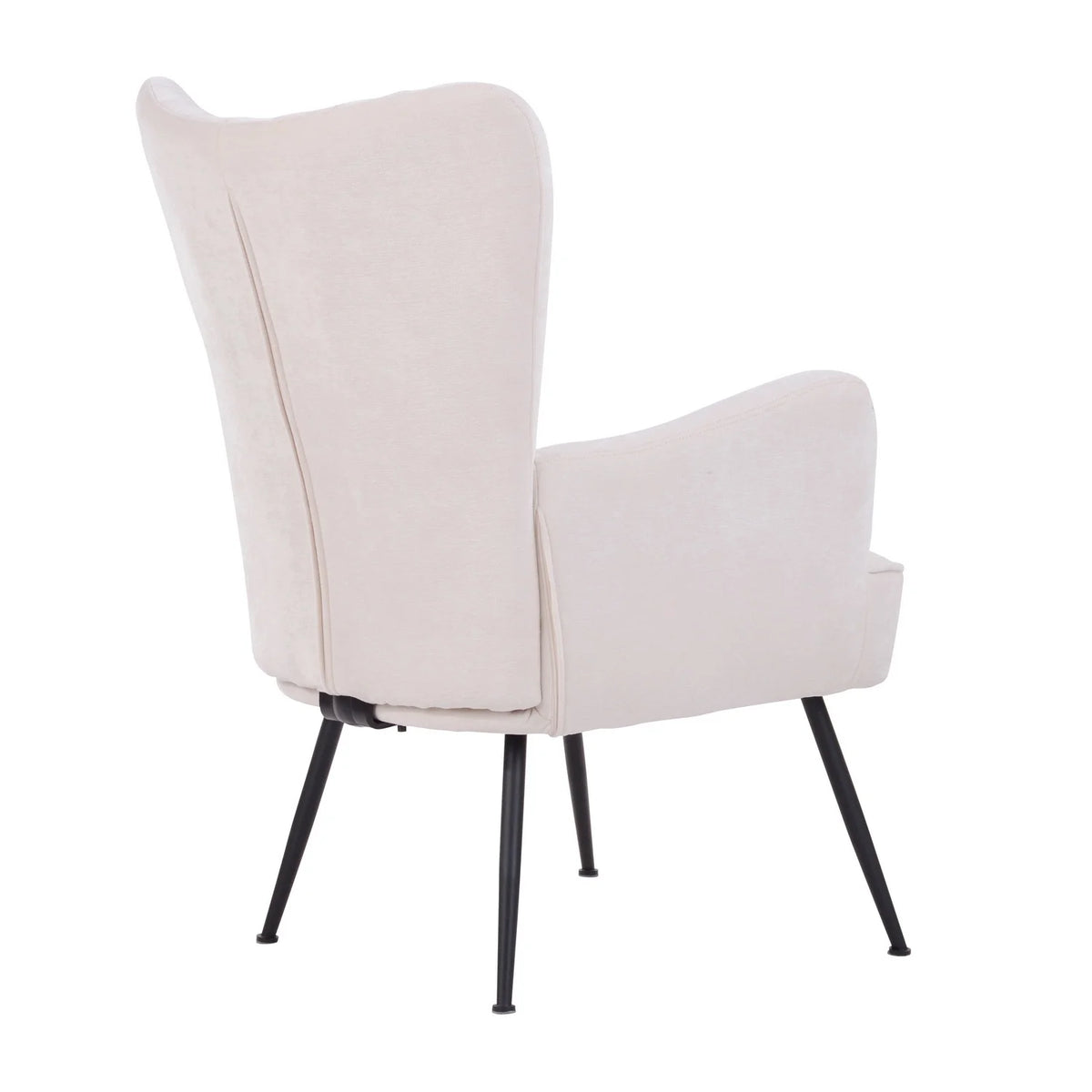 White Upholstered Fabric Accent Chair with Wooden Legs A659