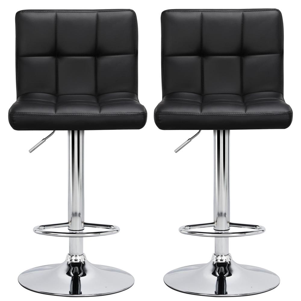 Red Faux Leather Swivel Bar Chairs P380166