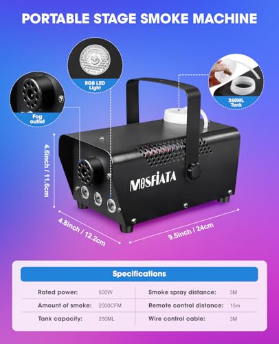 600W Smoke Machine with RGB LED Lights and Remote Control A1418