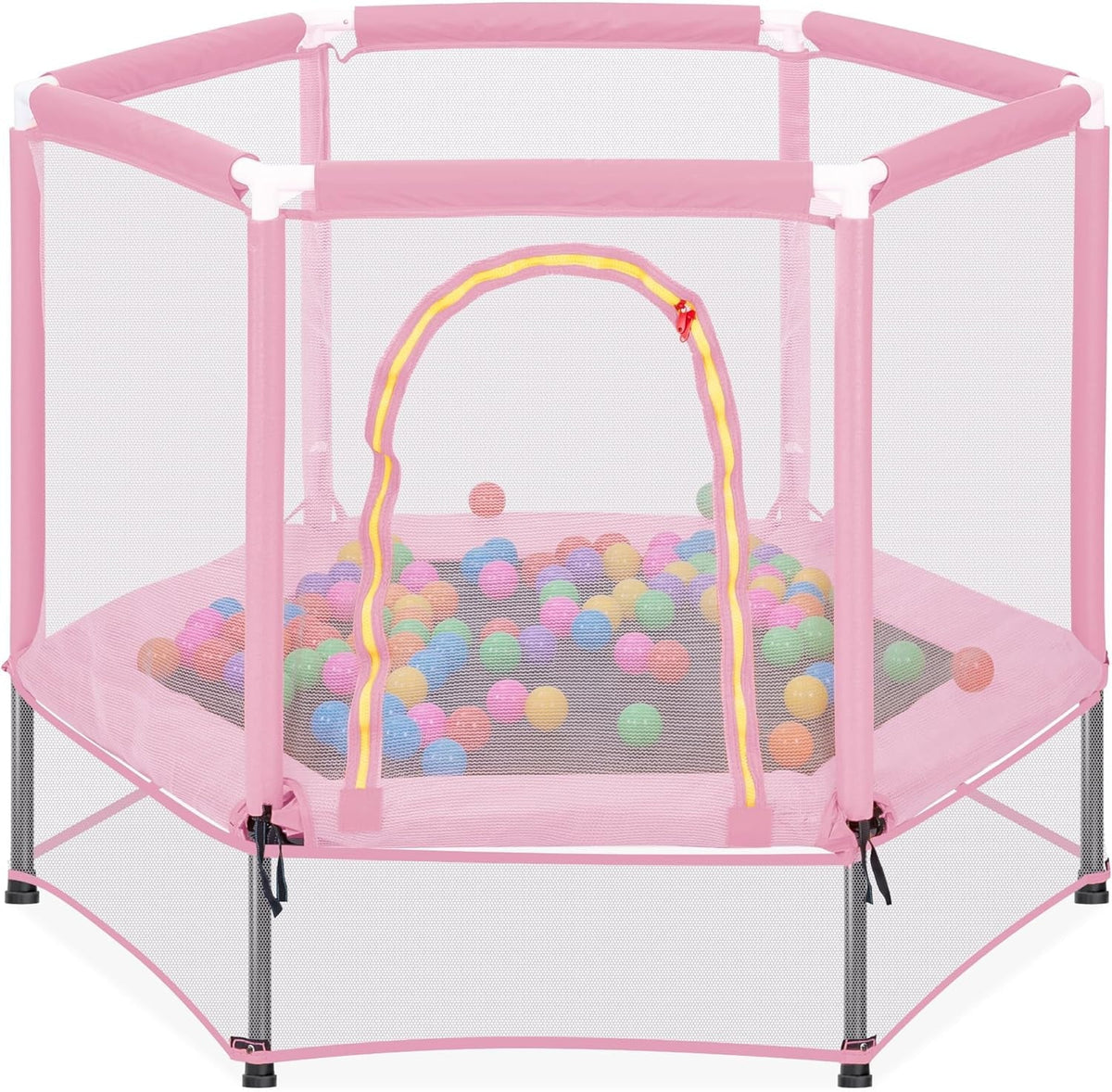 Green Mini Trampoline with Safety Enclosure Net and Pit Balls H728646